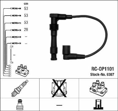 Augstsprieguma vadu komplekts NGK 6307 1