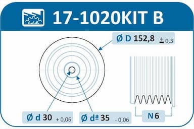 Siksnas skriemeļa komplekts, Kloķvārpsta IJS GROUP 17-1020KIT B 2