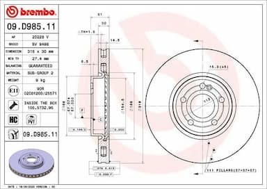 Bremžu diski BREMBO 09.D985.11 1