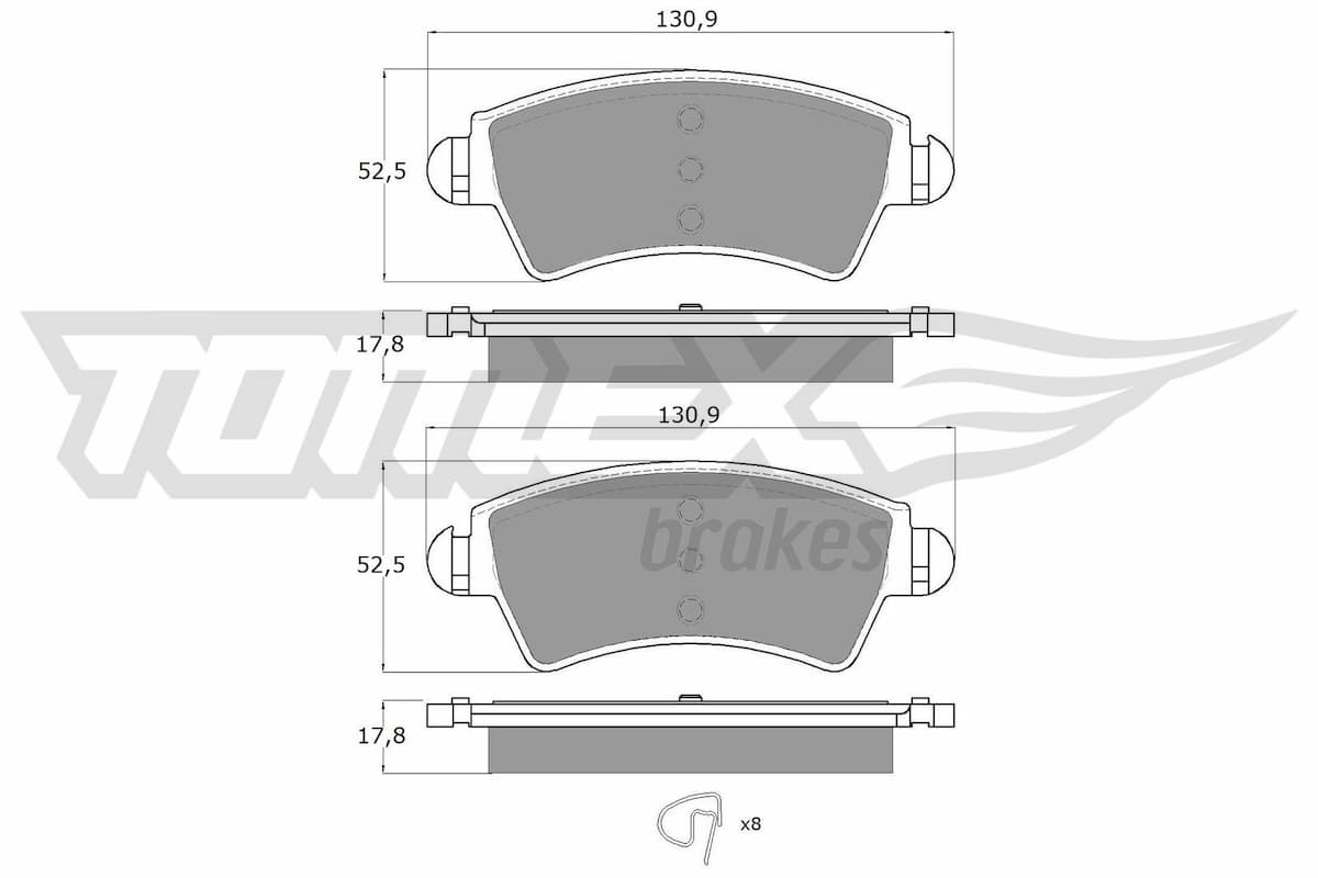 Bremžu uzliku kompl., Disku bremzes TOMEX Brakes TX 13-44 1