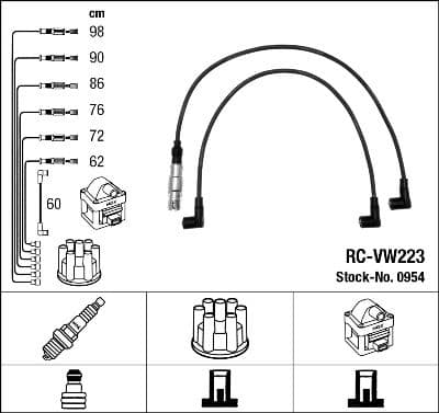 Augstsprieguma vadu komplekts NGK 0954 1