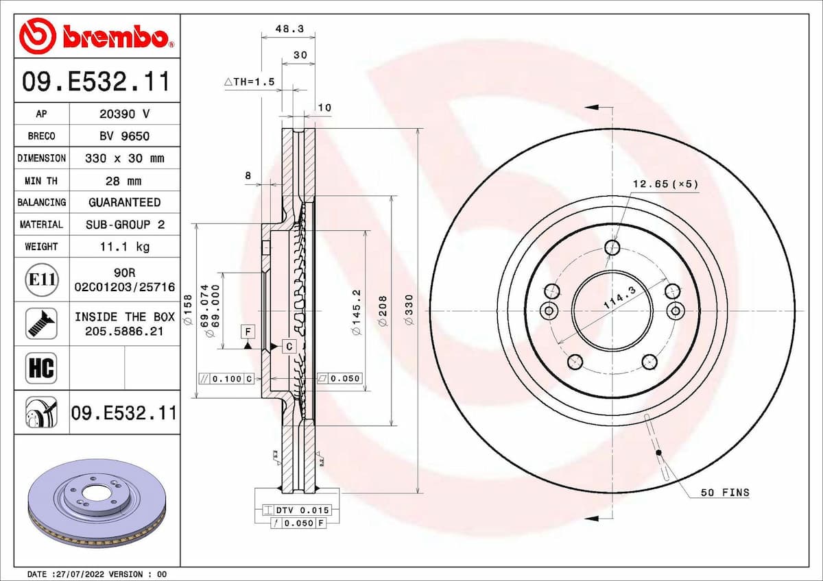 Bremžu diski BREMBO 09.E532.11 1