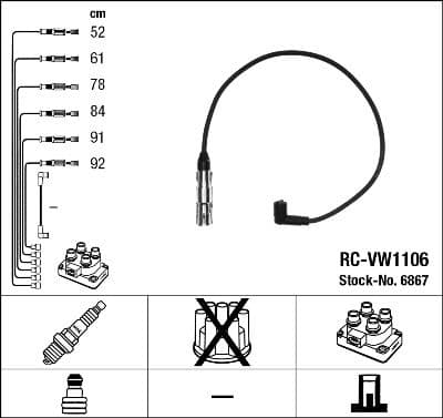 Augstsprieguma vadu komplekts NGK 6867 1