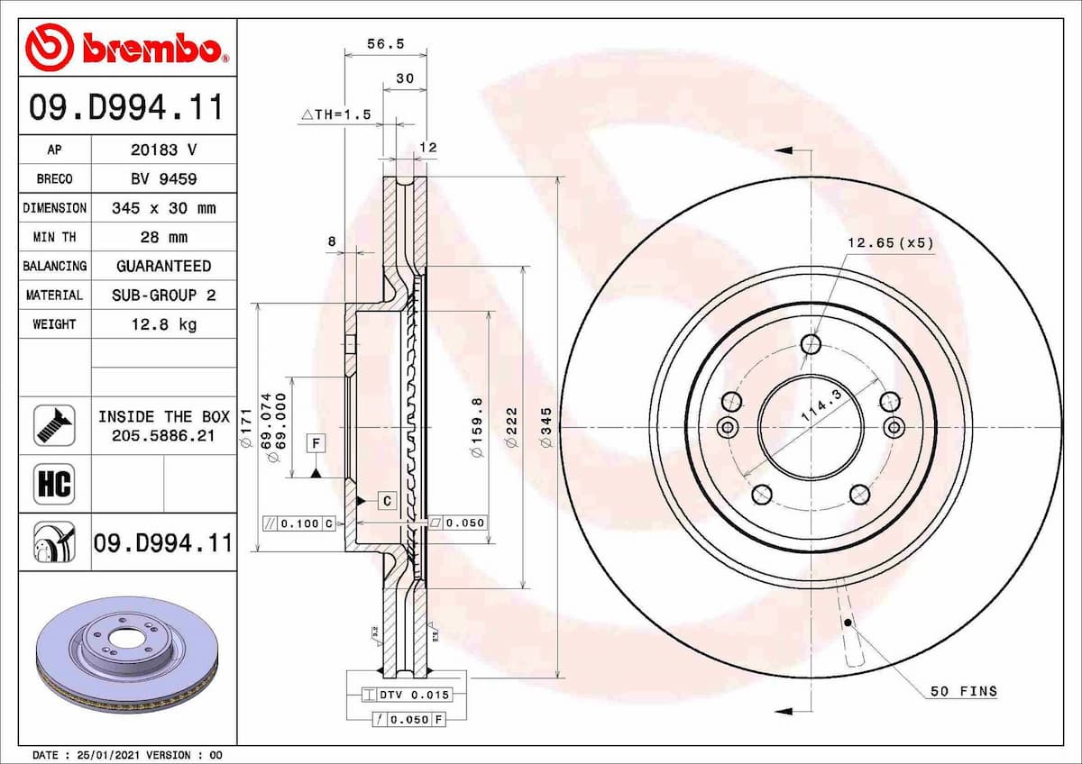 Bremžu diski BREMBO 09.D994.11 1