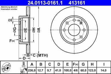 Bremžu diski ATE 24.0113-0161.1 1