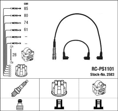 Augstsprieguma vadu komplekts NGK 2583 1