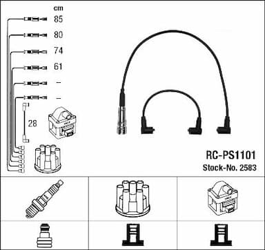 Augstsprieguma vadu komplekts NGK 2583 1