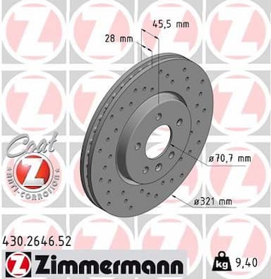 Bremžu diski ZIMMERMANN 430.2646.52 1