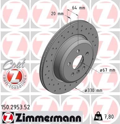 Bremžu diski ZIMMERMANN 150.2953.52 1