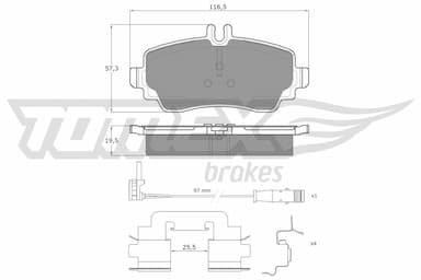 Bremžu uzliku kompl., Disku bremzes TOMEX Brakes TX 12-751 1