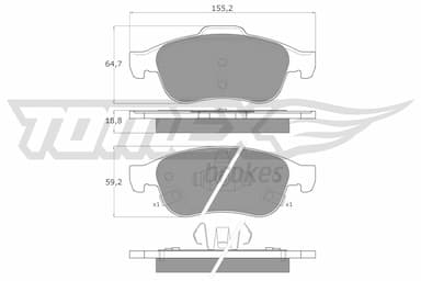 Bremžu uzliku kompl., Disku bremzes TOMEX Brakes TX 18-18 1