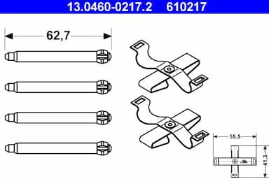 Piederumu komplekts, Disku bremžu uzlikas ATE 13.0460-0217.2 1