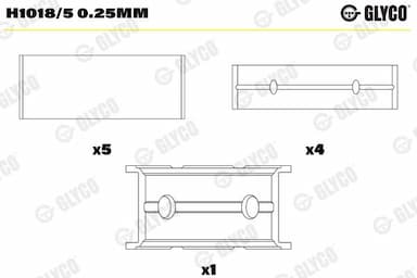 Kloķvārpstas gultnis GLYCO H1018/5 0.25mm 1