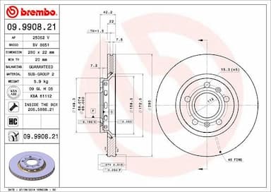 Bremžu diski BREMBO 09.9908.21 1