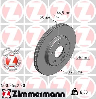 Bremžu diski ZIMMERMANN 400.3642.20 1