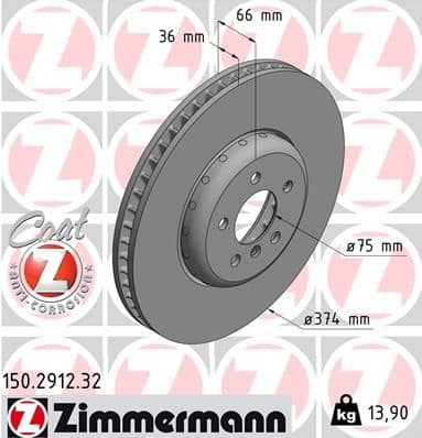 Bremžu diski ZIMMERMANN 150.2912.32 1