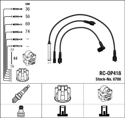 Augstsprieguma vadu komplekts NGK 0788 1