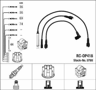 Augstsprieguma vadu komplekts NGK 0788 1