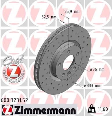 Bremžu diski ZIMMERMANN 600.3231.52 1