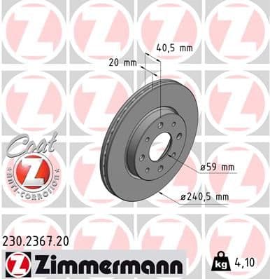 Bremžu diski ZIMMERMANN 230.2367.20 1