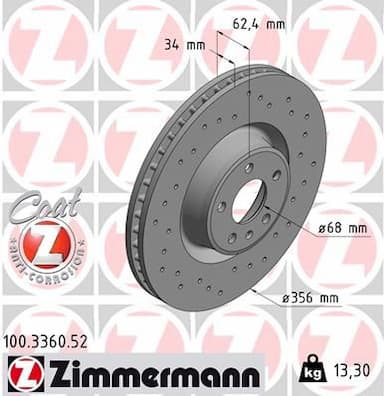 Bremžu diski ZIMMERMANN 100.3360.52 1