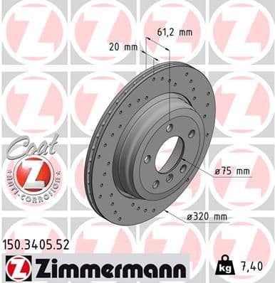 Bremžu diski ZIMMERMANN 150.3405.52 1