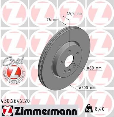 Bremžu diski ZIMMERMANN 430.2642.20 1