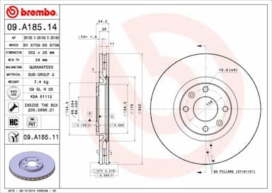 Bremžu diski BREMBO 09.A185.11 1