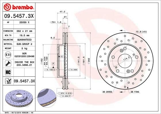 Bremžu diski BREMBO 09.5457.3X 1