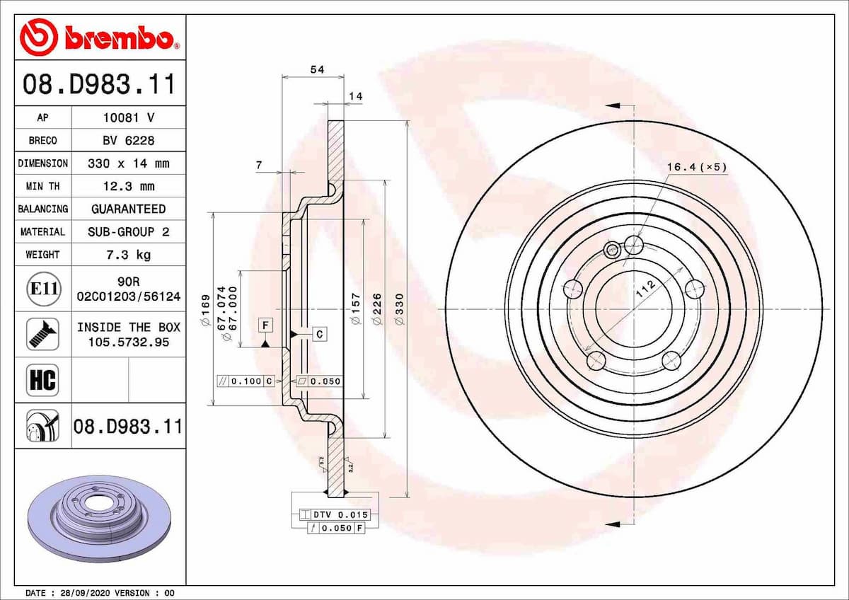 Bremžu diski BREMBO 08.D983.11 1