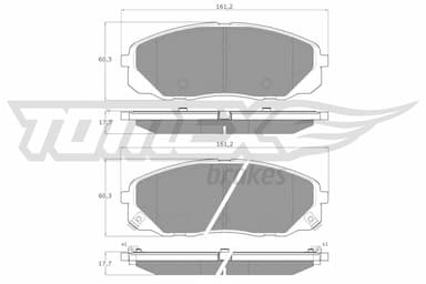 Bremžu uzliku kompl., Disku bremzes TOMEX Brakes TX 19-68 1