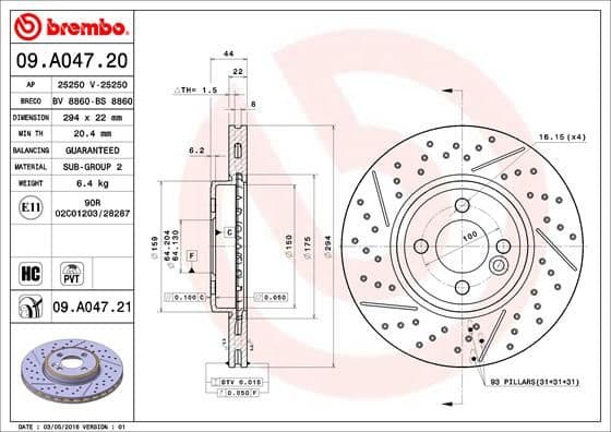 Bremžu diski BREMBO 09.A047.21 1