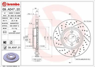 Bremžu diski BREMBO 09.A047.21 1