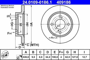 Bremžu diski ATE 24.0109-0186.1 1