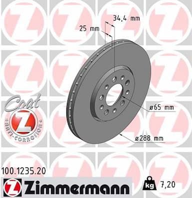 Bremžu diski ZIMMERMANN 100.1235.20 1