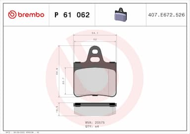 Bremžu uzliku kompl., Disku bremzes BREMBO P 61 062 1