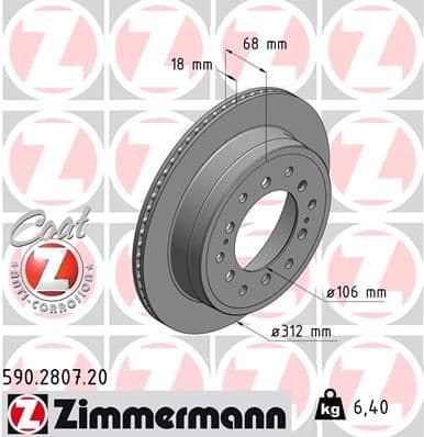 Bremžu diski ZIMMERMANN 590.2807.20 1