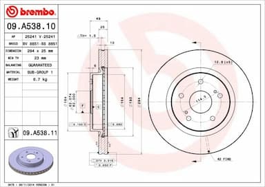 Bremžu diski BREMBO 09.A538.11 1