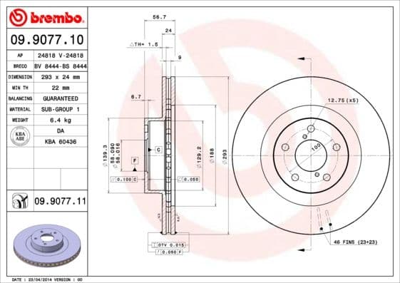 Bremžu diski BREMBO 09.9077.11 1