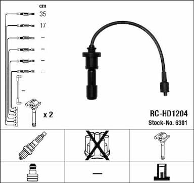 Augstsprieguma vadu komplekts NGK 6301 1