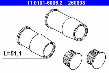 Virzītājčaulu komplekts, Bremžu suports ATE 11.0101-6006.2 1