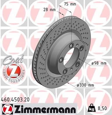 Bremžu diski ZIMMERMANN 460.4503.20 1