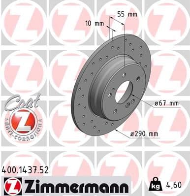 Bremžu diski ZIMMERMANN 400.1437.52 1