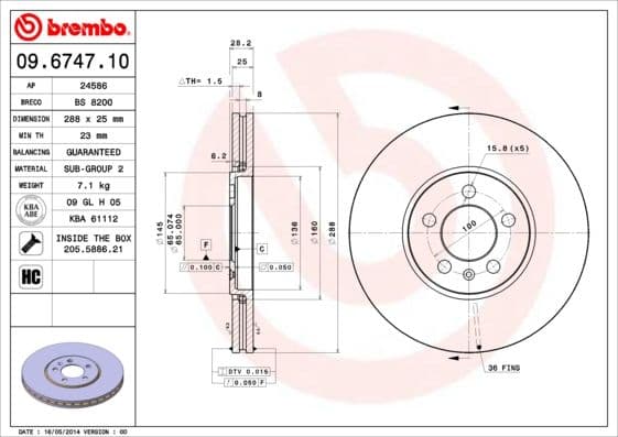 Bremžu diski BREMBO 09.6747.10 1