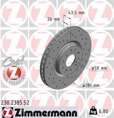 Bremžu diski ZIMMERMANN 230.2385.52 1