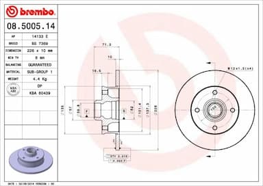 Bremžu diski BREMBO 08.5005.14 1