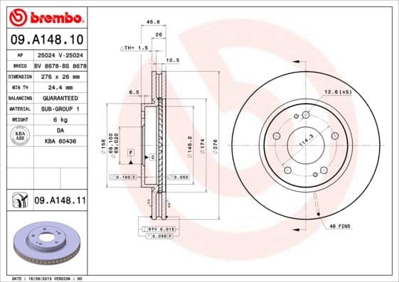 Bremžu diski BREMBO 09.A148.11 1