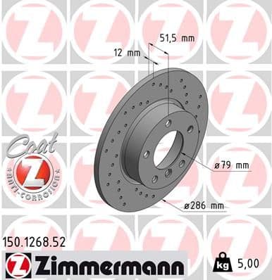 Bremžu diski ZIMMERMANN 150.1268.52 1