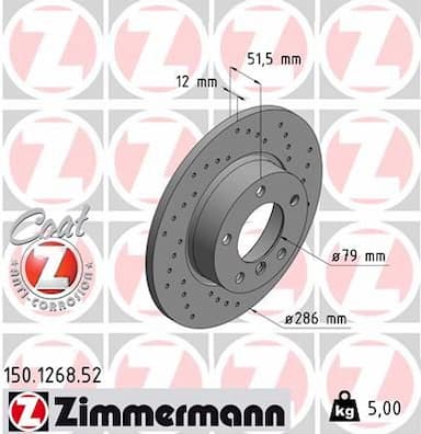 Bremžu diski ZIMMERMANN 150.1268.52 1