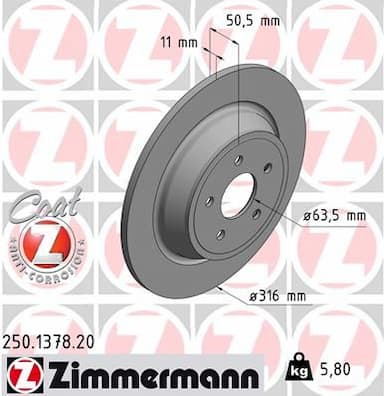 Bremžu diski ZIMMERMANN 250.1378.20 1